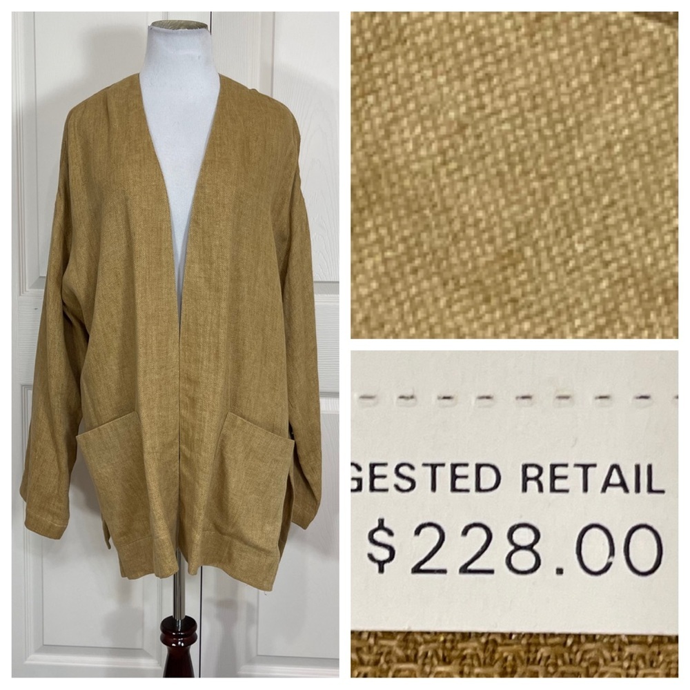 NWT! Linen! Ellen Tracy open front linen jacket
